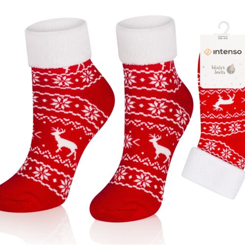 Skarpetki bezuciskowe damskie frotte Winter we wzory ART. 0457 wzór R02