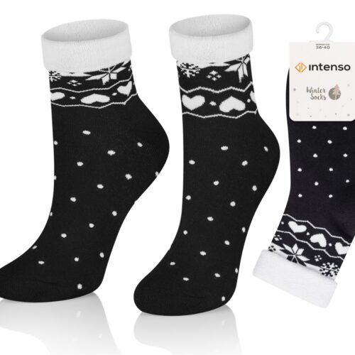 Skarpetki bezuciskowe damskie frotte Winter we wzory ART. 0457 wzór R04