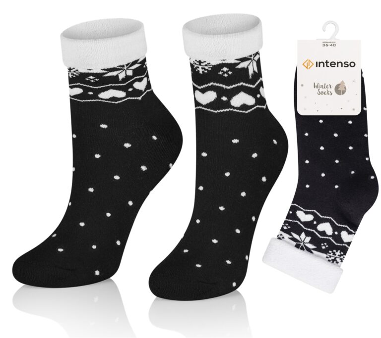 Skarpetki bezuciskowe damskie frotte Winter we wzory ART. 0457 wzór R04