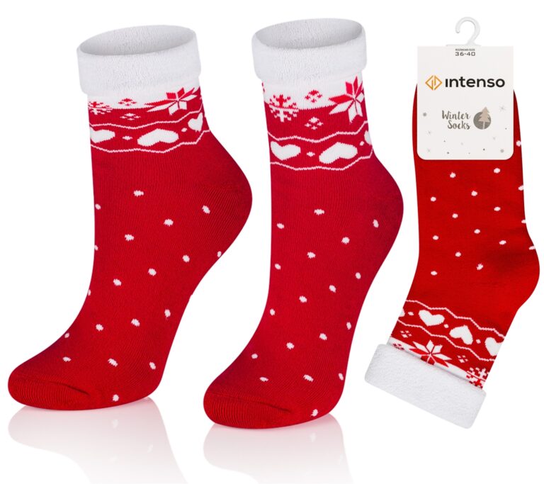 Skarpetki bezuciskowe damskie frotte Winter we wzory ART. 0457 wzór R06