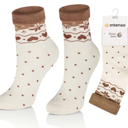 Skarpetki bezuciskowe damskie frotte Winter we wzory ART. 0457 wzór R07