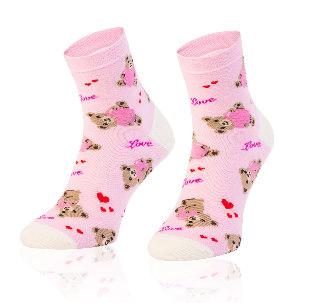 Skarpetki walentynkowe damskie Art. 0433 wz. 040 sweet misie