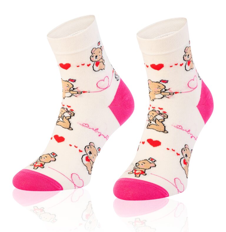 Skarpetki walentynkowe damskie Art. 0433 wz. 041 misie love