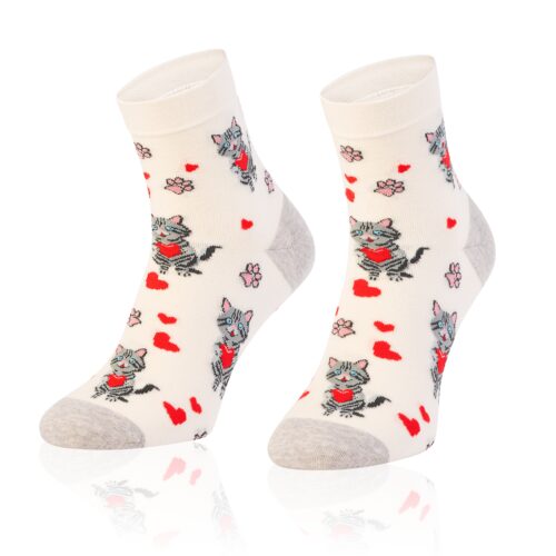 Skarpetki walentynkowe damskie Art. 0433 wz. 042 kotki