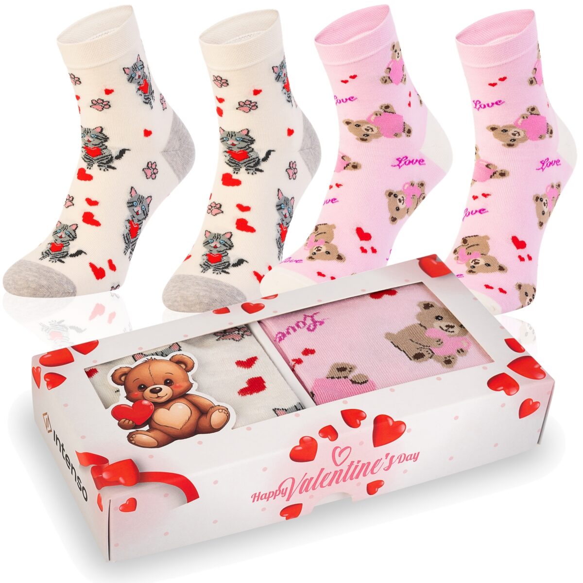 Skarpetki walentynkowe damskie 2-pak Zestaw Prezentowy W25_01