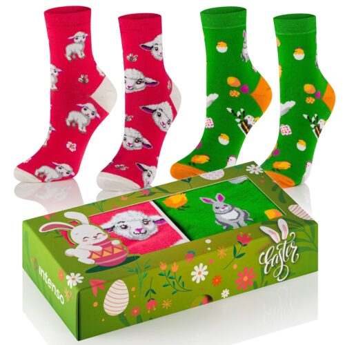 Skarpetki damskie wielkanocne Intenso 2-pak Zestaw prezentowy D1