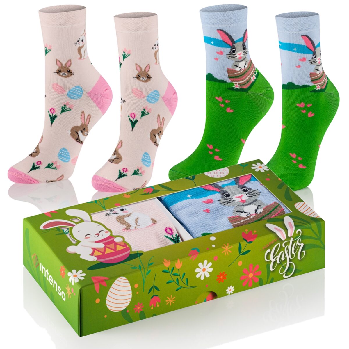 Skarpetki damskie wielkanocne Intenso 2-pak Zestaw prezentowy D2