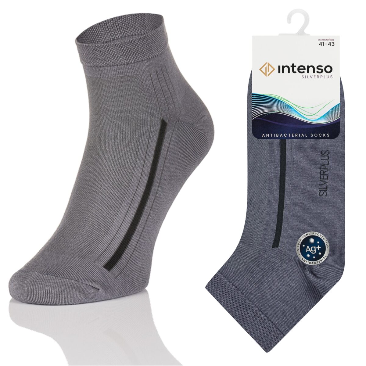 Skarpetki Zakostki Antybakteryjne z jonami srebra Silverplus ART. 0778 Szare