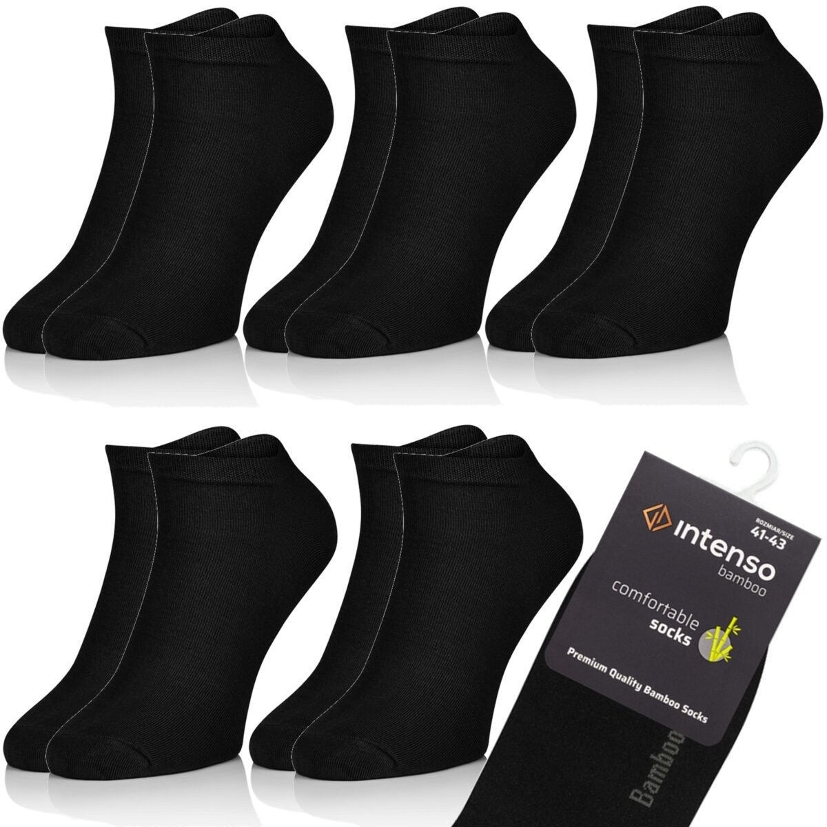 Zestaw 5 par STOPKI MĘSKIE BAMBUSOWE ODDYCHAJĄCE czarne