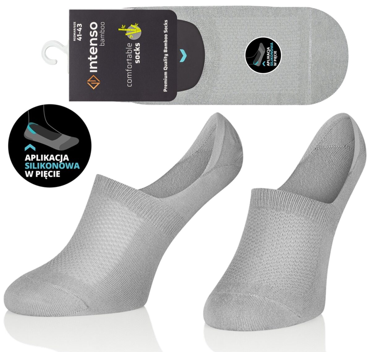 STOPKI BAMBUSOWE MĘSKIE DO MOKASYN ODDYCHAJĄCE POPIEL