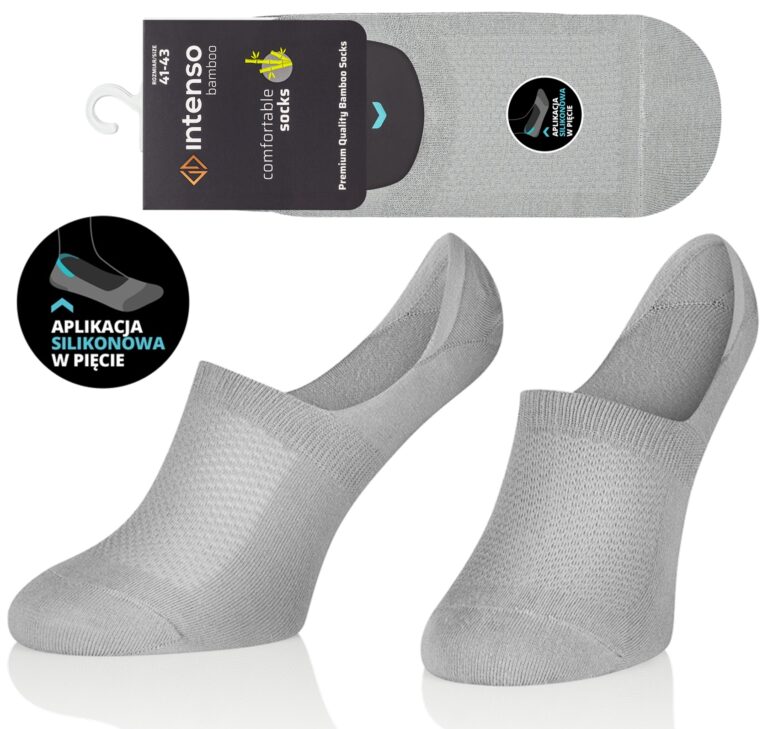 STOPKI BAMBUSOWE MĘSKIE DO MOKASYN ODDYCHAJĄCE POPIEL