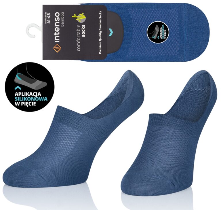 STOPKI BAMBUSOWE MĘSKIE DO MOKASYN ODDYCHAJĄCE JEANS