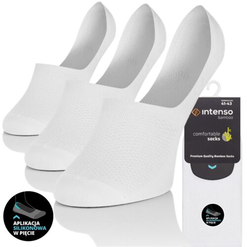 3-PAK STOPKI BAMBUSOWE MĘSKIE DO MOKASYN ODDYCHAJĄCE BIAŁE ZESTAW