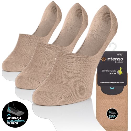 3-PAK STOPKI BAMBUSOWE MĘSKIE DO MOKASYN ODDYCHAJĄCE BEŻOWE ZESTAW