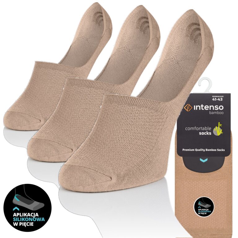 3-PAK STOPKI BAMBUSOWE MĘSKIE DO MOKASYN ODDYCHAJĄCE BEŻOWE ZESTAW