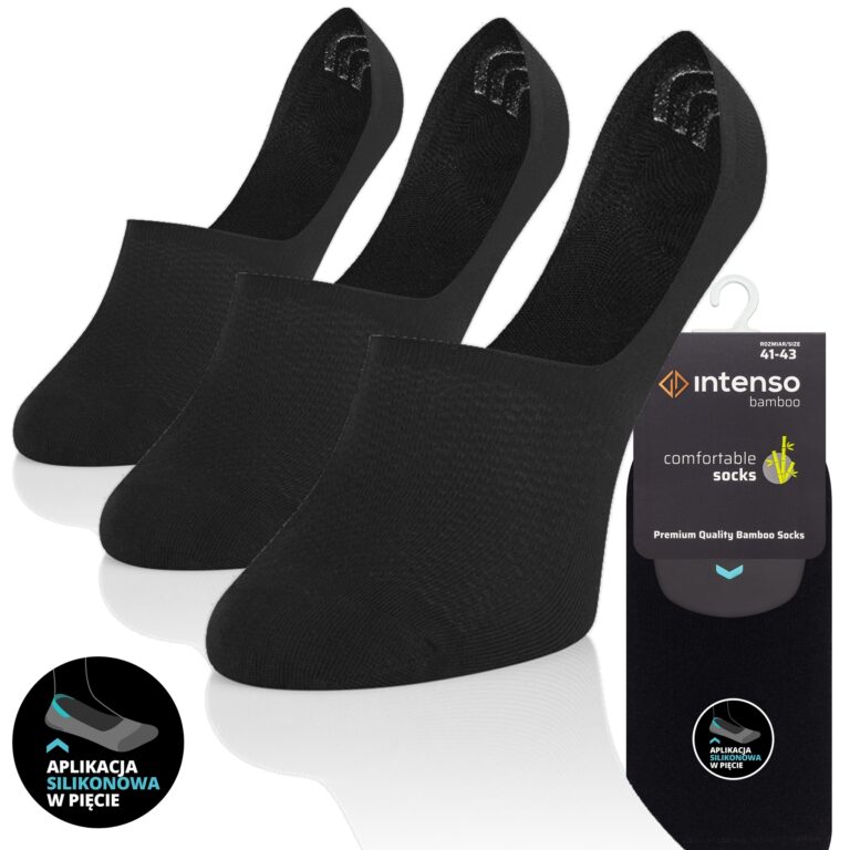 3-PAK STOPKI BAMBUSOWE MĘSKIE DO MOKASYN ODDYCHAJĄCE CZARNE ZESTAW