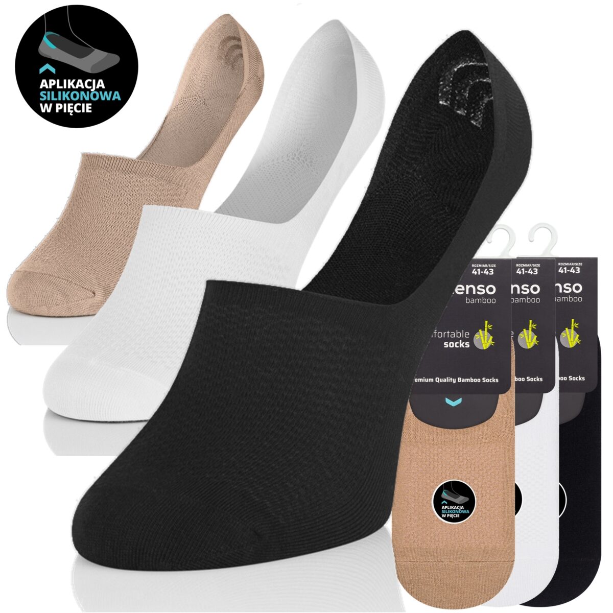 3-PAK STOPKI BAMBUSOWE MĘSKIE DO MOKASYN ODDYCHAJĄCE MIX1 ZESTAW