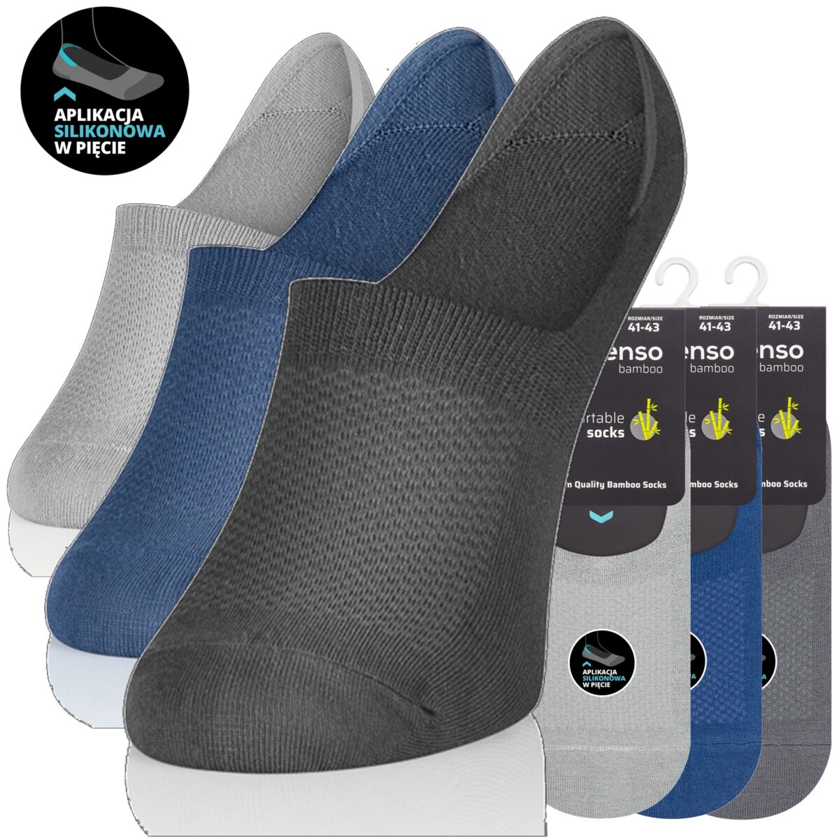 3-PAK STOPKI BAMBUSOWE MĘSKIE DO MOKASYN ODDYCHAJĄCE MIX2 ZESTAW