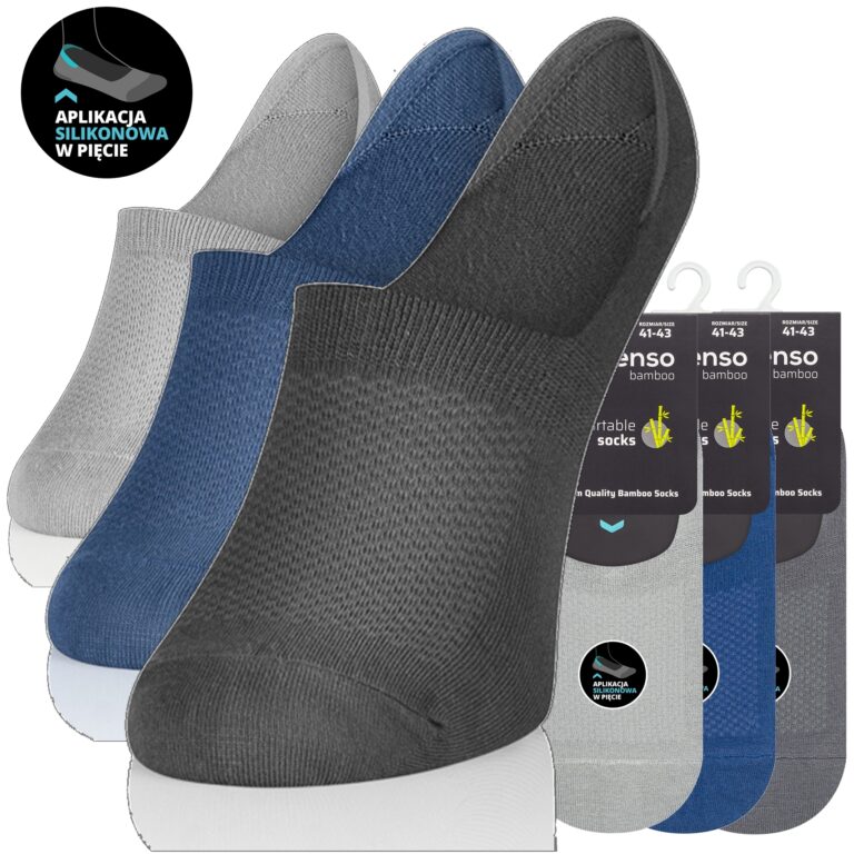 3-PAK STOPKI BAMBUSOWE MĘSKIE DO MOKASYN ODDYCHAJĄCE MIX2 ZESTAW