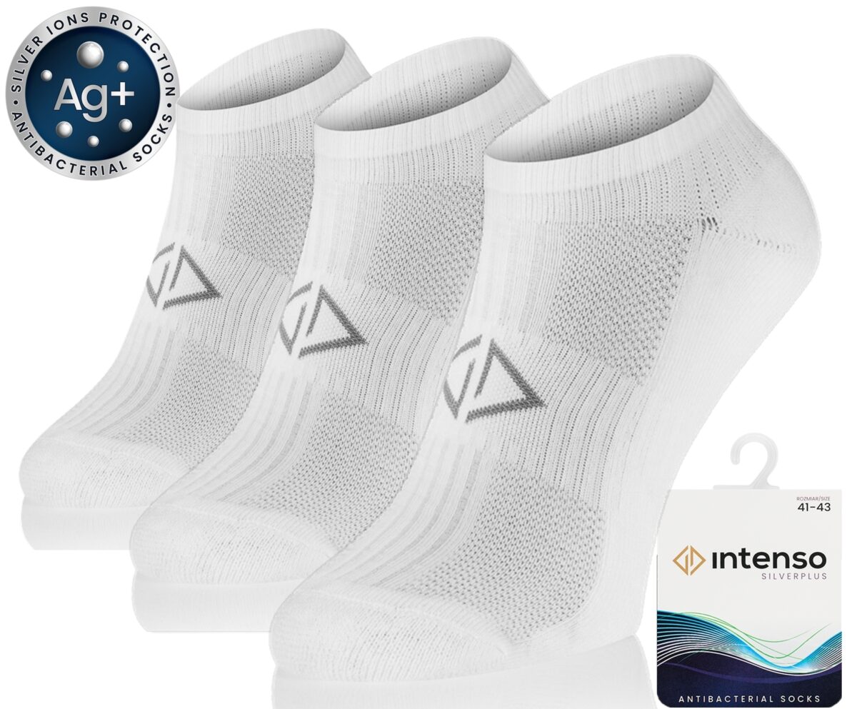 Stopki 1/2 Frotte Sportowe Antybakteryjne z jonami srebra Silverplus ART. 0662 3-Pak Białe