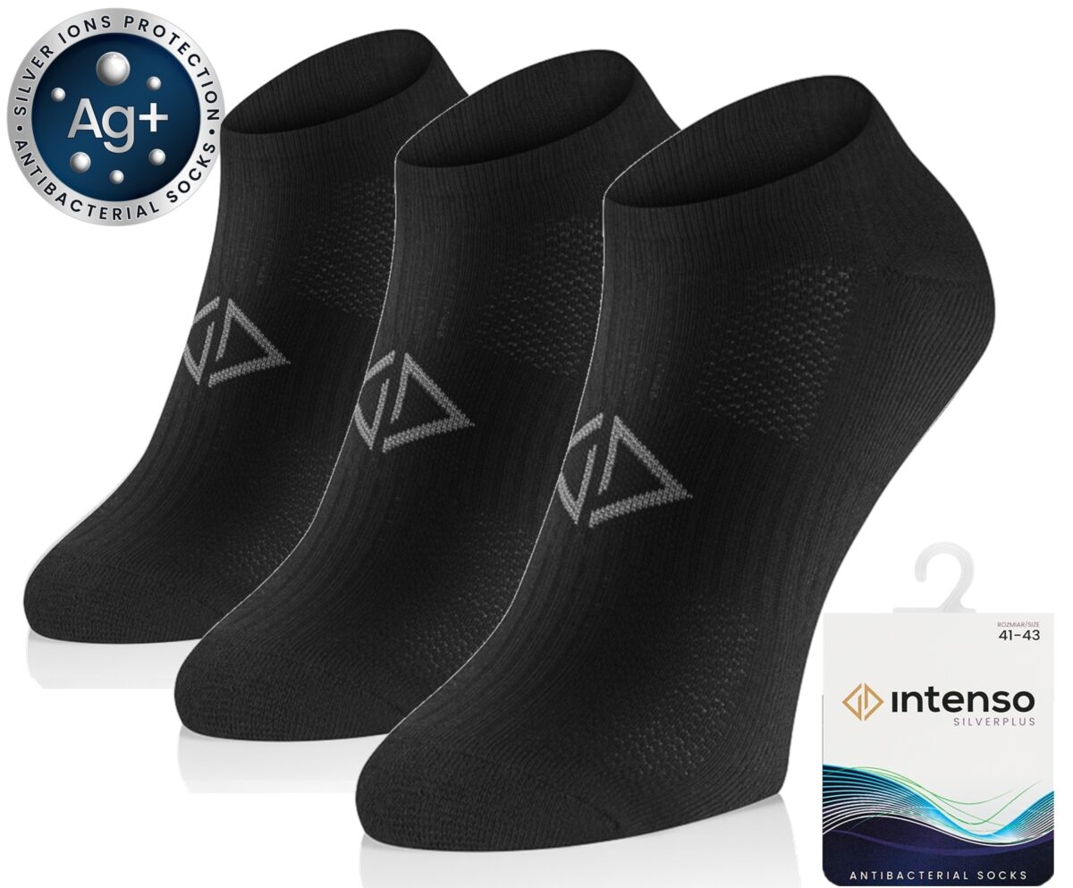 Stopki 1/2 Frotte Sportowe Antybakteryjne z jonami srebra Silverplus ART. 0662 3-Pak Czarne