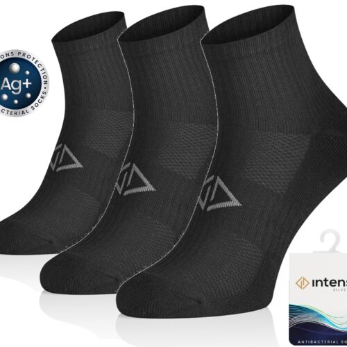 Skarpetki za kostkę 1/2 Frotte Sportowe Antybakteryjne z jonami srebra Silverplus ART. 0679 3-PAK Czarne
