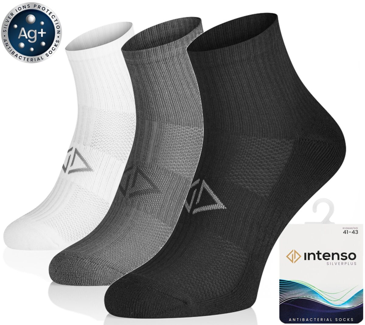Skarpetki za kostkę 1/2 Frotte Sportowe Antybakteryjne z jonami srebra Silverplus ART. 0679 3-PAK MIX