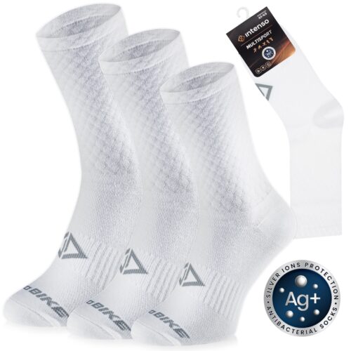 3-Pak Skarpety Rowerowe Kolarskie Intenso EvoBIKE Art.0965 Białe