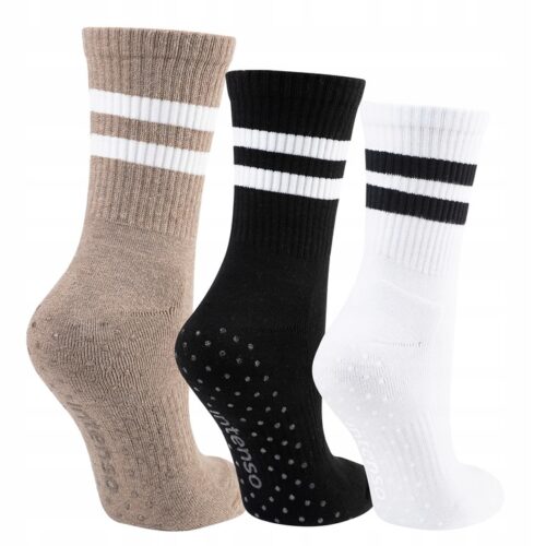 3x Skarpetki Antypoślizgowe Damskie Sportowe 1/2 Frotte 3-PAK - Pilates Fitness