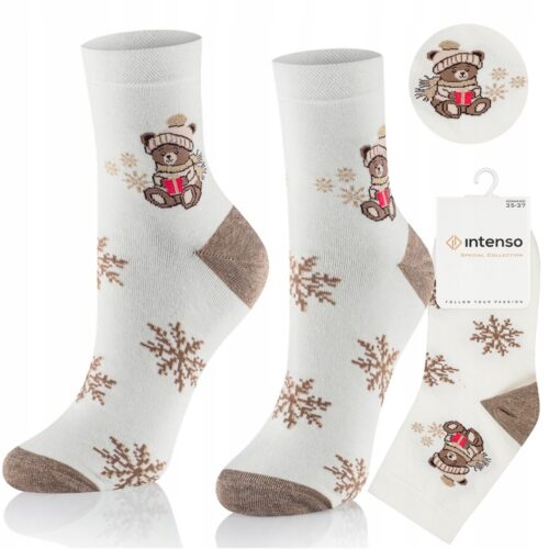 Skarpetki Świąteczne Damskie Miś