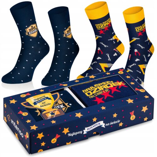 Skarpetki męskie na Dzień Dziadka - Super Dziadek i Najlepszy Dziadek - 2PAK Z1