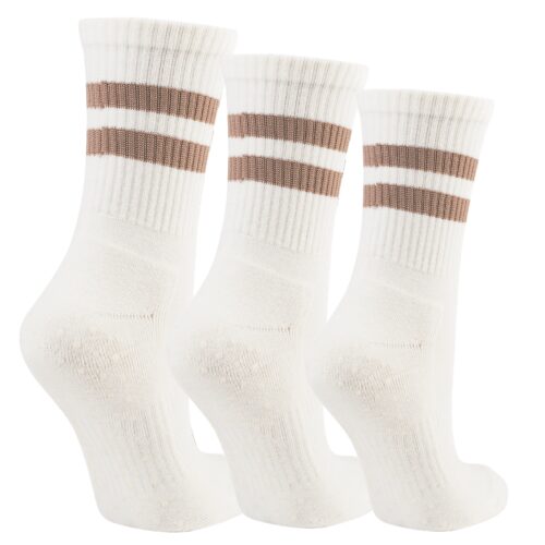 3x Skarpetki Antypoślizgowe Damskie Sportowe 1/2 Frotte 3-PAK ECRU - Pilates Fitness