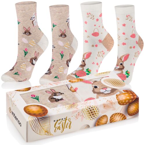 Skarpetki Damskie Wielkanocne Intenso 2-Pak Zestaw Prezentowy D4