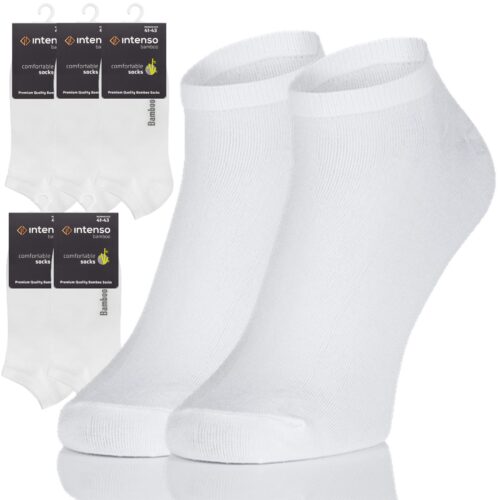 Zestaw 5 Par Stopki Męskie Bambusowe Oddychające Białe