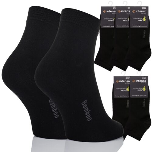 5x Krótkie Skarpetki Bambusowe Męskie 3/4 Zakostki Czarne